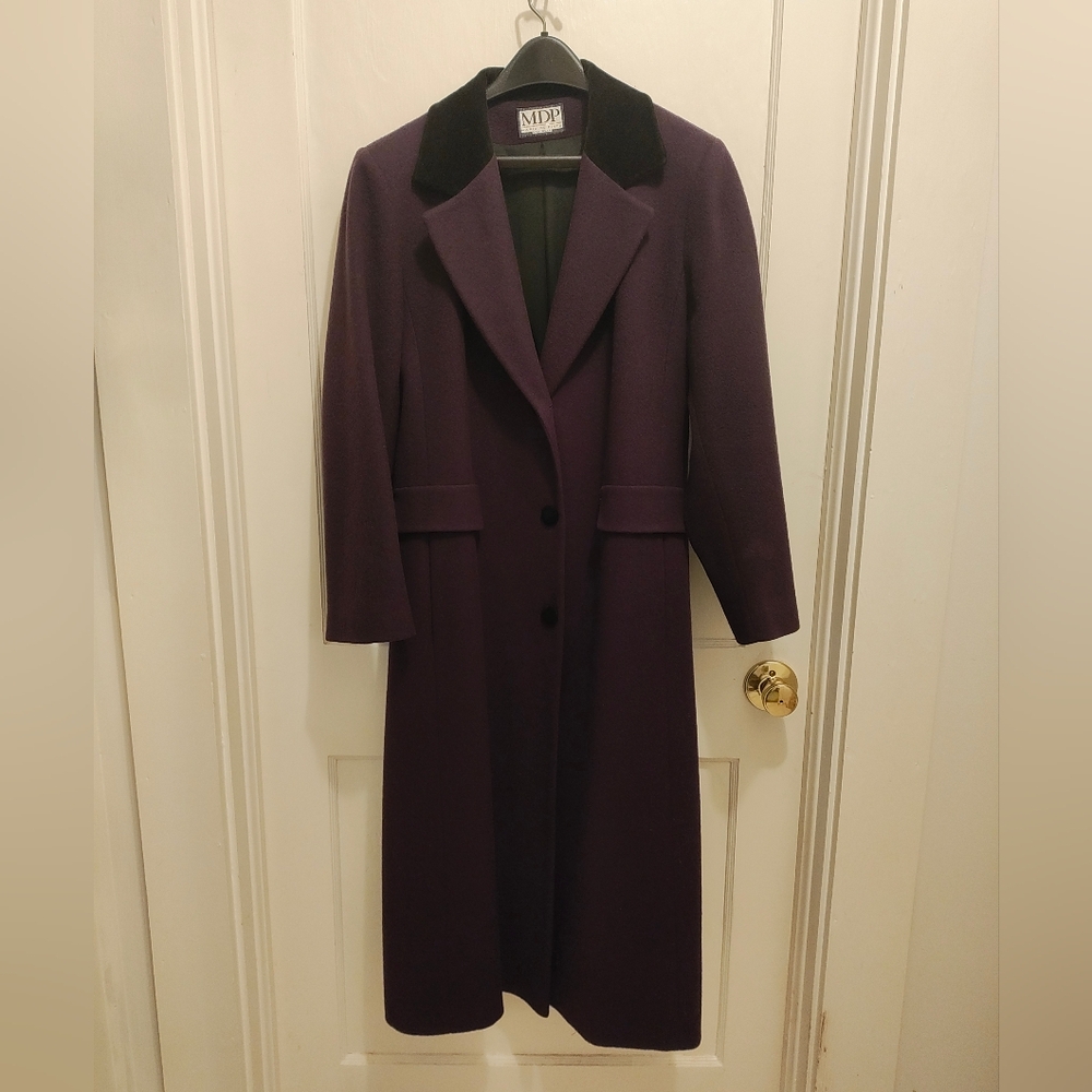 Vtg Wool Aubergine Long Walking Coat Regency Victorian Large Scandi Girl Gothic